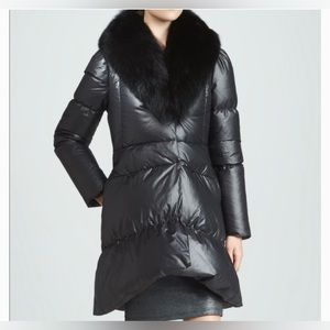 Alice and Olivia Down Puffer Jacket with REAL FOX FUR collar